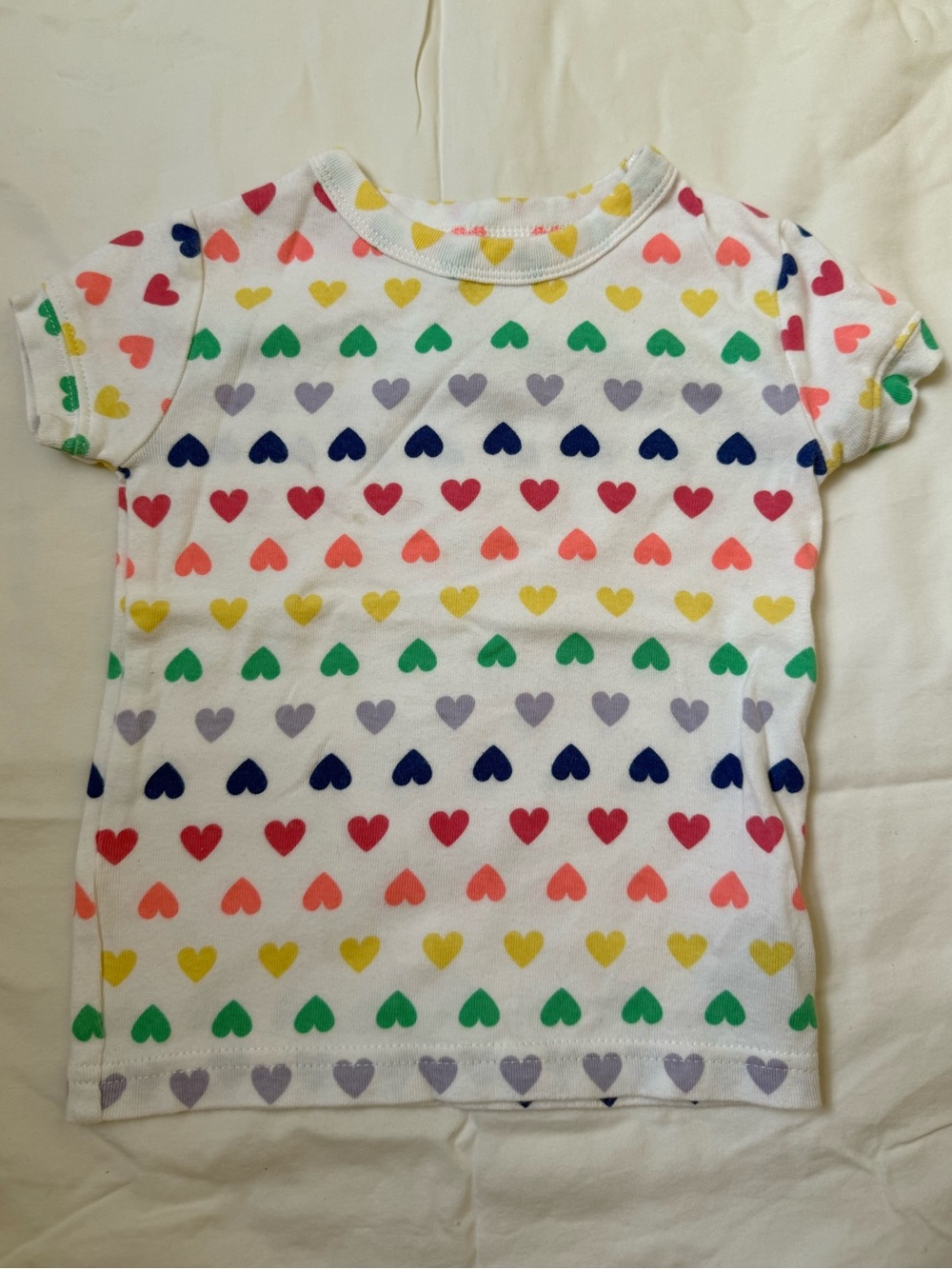 GAP Organic Cotton White Tee with Rainbow Heart Rows